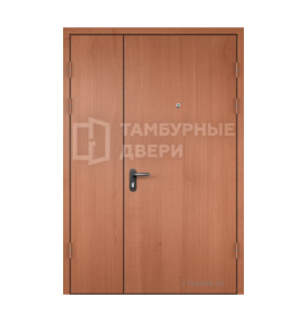 Дверь входная в тамбур глухая в подъезд с ручкой и напылением ламинат — скелет ТД-202